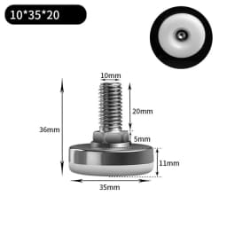 Leveling Foot Base, M6, M8, M10, Screw Height Adjustable, Dia 30mm, 35mm, 43mm, 50mm, 2 Pcs, 4 Pcs, 8 Pcs