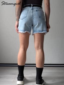 Streamgirl Blue Women's Denim Shorts Summer High Waist Casual Chic Loose Jean Shorts For Women Summer 2026 Denim Short Femme