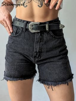 Streamgirl Blue Women's Denim Shorts Summer High Waist Casual Chic Loose Jean Shorts For Women Summer 2026 Denim Short Femme