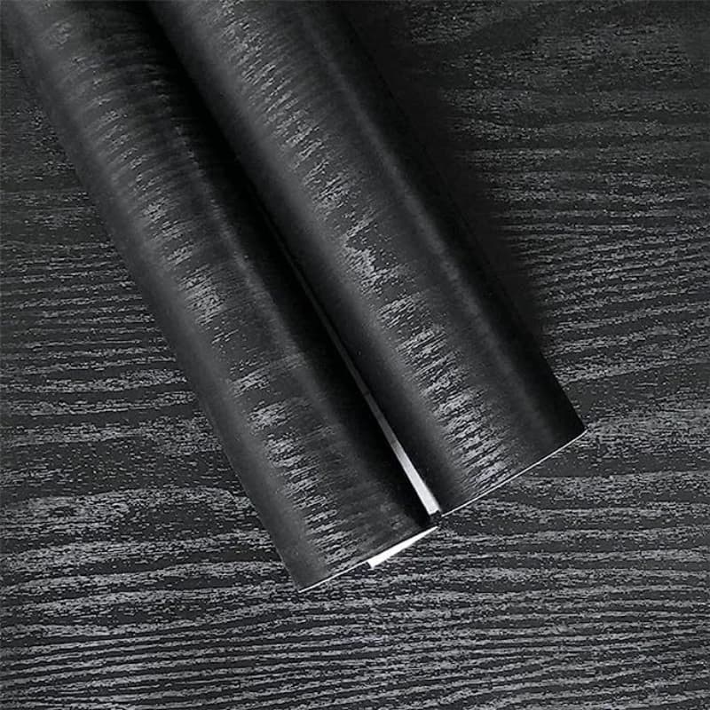 Black Wood Grain Wallpaper Self-adhesive Furniture Color Changing Wardrobe Stickers Home Decoration Materials and Supplies