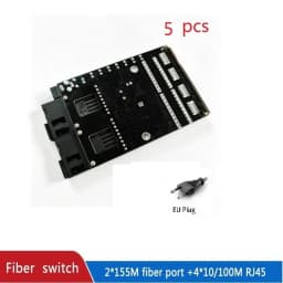 Fiber Optical Ethernet Switch Media Converter Single Mode 4 RJ45 and 2 SC Fiber Port 10/100M PCBA 2F4E