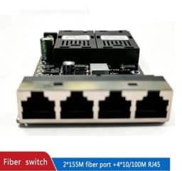 Fiber Optical Ethernet Switch Media Converter Single Mode 4 RJ45 and 2 SC Fiber Port 10/100M PCBA 2F4E