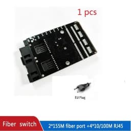 Fiber Optical Ethernet Switch Media Converter Single Mode 4 RJ45 and 2 SC Fiber Port 10/100M PCBA 2F4E