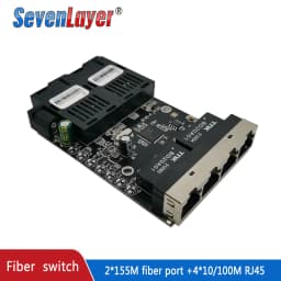 Fiber Optical Ethernet Switch Media Converter Single Mode 4 RJ45 and 2 SC Fiber Port 10/100M PCBA 2F4E