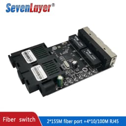 Fiber Optical Ethernet Switch Media Converter Single Mode 4 RJ45 and 2 SC Fiber Port 10/100M PCBA 2F4E