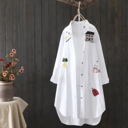 Women Cotton Embroidery Loose Long White Shirts 2025 Spring Autumn New Casual Office Lady Blouse Female Top Loose shirt