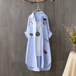 Women Cotton Embroidery Loose Long White Shirts 2025 Spring Autumn New Casual Office Lady Blouse Female Top Loose shirt