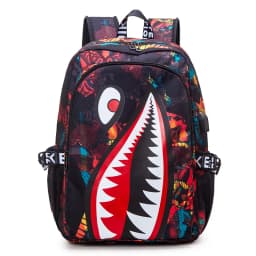 Backpack Elementary Bookbag Travel Rucksack Cartoon Shark Print Primary School Student Satchel Backpack Mochila Infantil