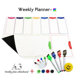 A3 Magnetic Weekly & Monthly Planner Whiteboard Fridge Magnet Flexible Daily Message Drawing Refrigerator Bulletin White Board