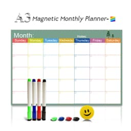 A3 Magnetic Weekly & Monthly Planner Whiteboard Fridge Magnet Flexible Daily Message Drawing Refrigerator Bulletin White Board