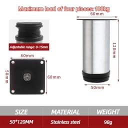 4 Pcs White Stainless Steel Replacement Metal Feet Black Adjustable Furniture Legs for Cabinet Sofa Cupboard Furniture Hardware