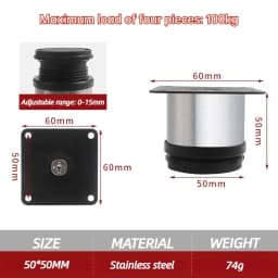 4 Pcs White Stainless Steel Replacement Metal Feet Black Adjustable Furniture Legs for Cabinet Sofa Cupboard Furniture Hardware