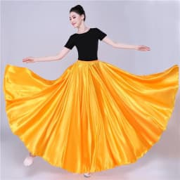 Shining Satin Long Spanish Skirt Swing Dancing Skirt Belly Dance skirt Sun Skirt 14 Colors Available VL-310