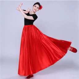 Shining Satin Long Spanish Skirt Swing Dancing Skirt Belly Dance skirt Sun Skirt 14 Colors Available VL-310