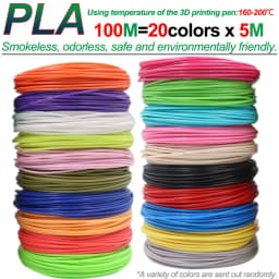 PLA Colored Odorless Safety 3D Pen Filament Diameter 1.75mm 20 Colors For 3D Printing Pen Kids Birthday Creative Christmas Gift