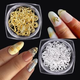 30pcs Gold Alloy Bowknot Nail Art Decoration Charms 3D Luxury Y2K Bow Nail Art Supplies DIY Christmas Press On Nail Design Suppl