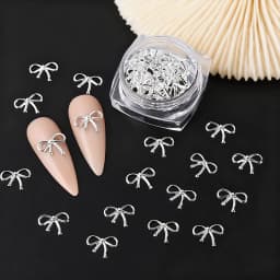 30pcs Gold Alloy Bowknot Nail Art Decoration Charms 3D Luxury Y2K Bow Nail Art Supplies DIY Christmas Press On Nail Design Suppl