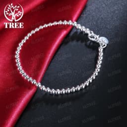 Christmas gifts charm 925 Sterling Bracelet 4MM beads chain 16-23cm for woman Popular brands jewelry fashion Wedding party