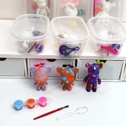 DIY Christmas Decoration Keychain Pendant Set, Liquid Color Paint Bear Design, Perfect Gift for Friends Ideal for Parties