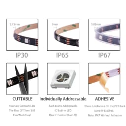 WS2812B WS2815 WS2813 Individually Addressable RGBIC LED Strip WS2811 WS2812 30/60/144Pixels/Leds/m Smart Tape Light DC5V/12V