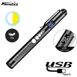 LCD 2-in-1 LED Mini White/Yellow Pen Light Flashlight USB Rechargeable Eyes Pupil Lamp Camping Child Emergency Lighting Torch