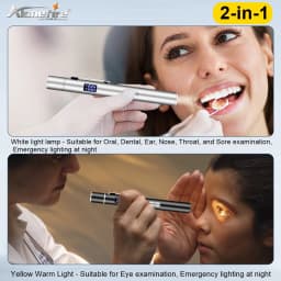 LCD 2-in-1 LED Mini White/Yellow Pen Light Flashlight USB Rechargeable Eyes Pupil Lamp Camping Child Emergency Lighting Torch
