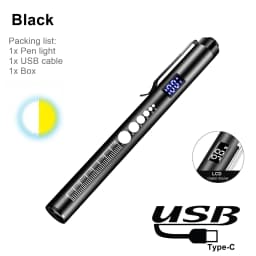 LCD 2-in-1 LED Mini White/Yellow Pen Light Flashlight USB Rechargeable Eyes Pupil Lamp Camping Child Emergency Lighting Torch