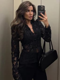 Tossy Summer Lace Printed Shirts Tops Female Hollow Out Fashion Commute Vintage See-Through Blouse Women's Lace Shrug Shirts New