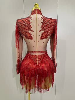 Women Sparkly Rhinestone Sequin Tassel Stretch Bodysuits 2025 New Arrival Birthday Party Nightclub Dj Stage Performance Costume