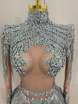 Women Sparkly Rhinestone Sequin Tassel Stretch Bodysuits 2025 New Arrival Birthday Party Nightclub Dj Stage Performance Costume