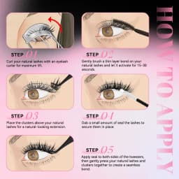 uCoolMe Lashes Fairy Manga Lash Cluster 140 Pcs Long-Lasting Waterproof DIY Beginner Friendly Natural Anime Eyelashes Extension