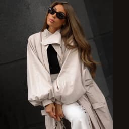 Oversized Solid Wome's Long Trench Coat Puff Sleeve Side Slit Maxi Windbreaker Lapel Single Breasted Lady Autumn Tench Coats