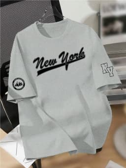 New men's summer design letter print soft and breathable round neck T-shirt summer outdoor street quick drying top