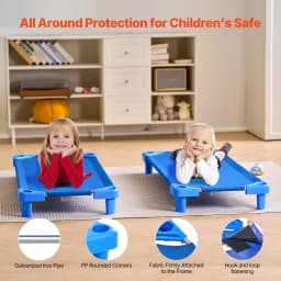 SucceBuy Stackable Kiddie Cot Pack of 4/6 Portable Toddler Nap Cots for Kids Preschool Classroom Daycare Beds for Sleeping Resting
