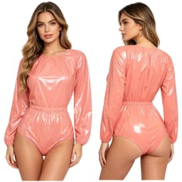 Men Women Waterproof Glossy Bodysuit Leak-proof Washable Diaper Cover Elderly Bedridden Special Needs Adaptive Jumpsuit Swimwear