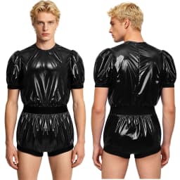Men Women Waterproof Glossy Bodysuit Leak-proof Washable Diaper Cover Elderly Bedridden Special Needs Adaptive Jumpsuit Swimwear