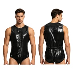 Men Women Waterproof Glossy Bodysuit Leak-proof Washable Diaper Cover Elderly Bedridden Special Needs Adaptive Jumpsuit Swimwear
