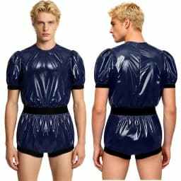 Men Women Waterproof Glossy Bodysuit Leak-proof Washable Diaper Cover Elderly Bedridden Special Needs Adaptive Jumpsuit Swimwear