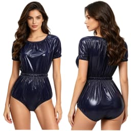 Men Women Waterproof Glossy Bodysuit Leak-proof Washable Diaper Cover Elderly Bedridden Special Needs Adaptive Jumpsuit Swimwear