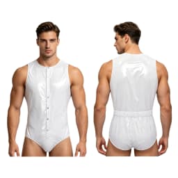 Men Women Waterproof Glossy Bodysuit Leak-proof Washable Diaper Cover Elderly Bedridden Special Needs Adaptive Jumpsuit Swimwear