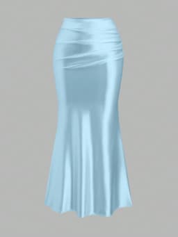 White Pleated Fishtail Skirt
