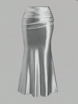 White Pleated Fishtail Skirt