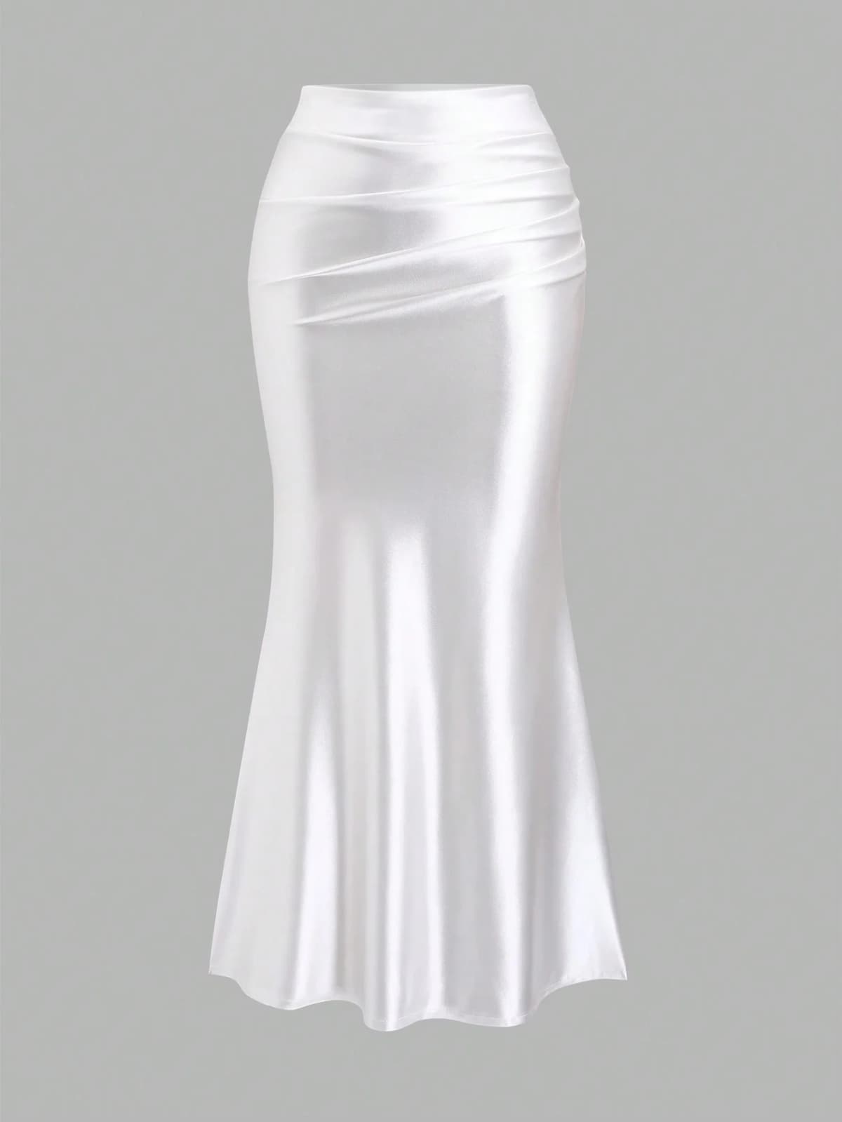 White Pleated Fishtail Skirt