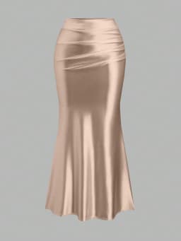 White Pleated Fishtail Skirt