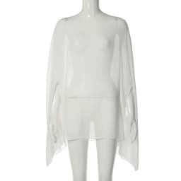 Woman Clothes See-through Chiffon Blouses Sexy Fashion Solid Cover-ups Ladies Elegant Night Club Tops White Black Streetwear