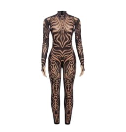 Weird Puss Sexy Striped Print Jumpsuits Women Wild Style Turtleneck Full Sleeve Midnight Party Club Stretch Streetwear Overalls