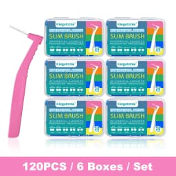 Kingubznis 120pcs Interdental Brush For Dental Orthodontic Clean Between Teeth Cleaning Tools Soft Micro Brushes
