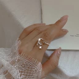 VENTFILLE 925 Silver Moon Tassel Opening Female Fashion Ins Ring