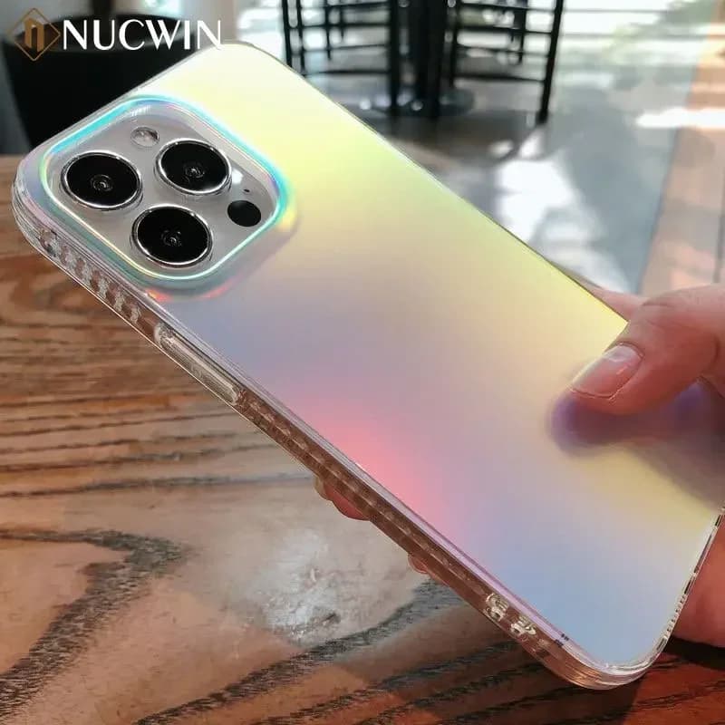 Fashion Matte Aurora Laser Gradient Phone Case For iPhone 17 Pro Max 16 15 14 13 12 Pro Max 16 Plus 17Air 11  Shockproof Cover