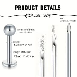 50pcs Body Piercing Kit, Heart C-Shaped  L -Shaped Nose Ring,Stainless Steel Nose Lip Tongue Eyebrow Cartilage Ear Stud,